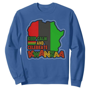 Keep Calm And Celebrate Kwanzaa Sweatshirt Black Holiday African American Christmas TS11 Royal Blue Print Your Wear