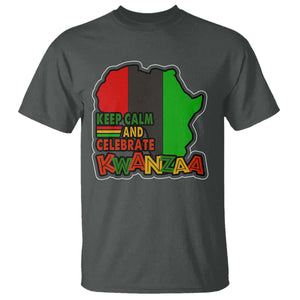 Keep Calm And Celebrate Kwanzaa T Shirt Black Holiday African American Christmas TS11 Dark Heather Print Your Wear