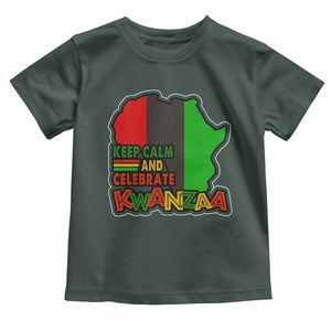Keep Calm And Celebrate Kwanzaa Toddler T Shirt Black Holiday African American Christmas TS11 Dark Forest Green Print Your Wear