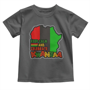Keep Calm And Celebrate Kwanzaa Toddler T Shirt Black Holiday African American Christmas TS11 Dark Heather Print Your Wear