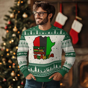 Keep Calm And Celebrate Kwanzaa Ugly Christmas Sweater Black Holiday African American Christmas TS11 Green Print Your Wear