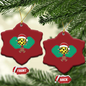 Funny Xmas Pickleball Holiday Santa Hat Christmas Ornament TS11 Snow Flake Red Print Your Wear