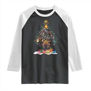 Funny Native American Christmas Tree Medicine Wheel Raglan Shirt TS11 Black White Print Your Wear