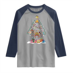 Funny Native American Christmas Tree Medicine Wheel Raglan Shirt TS11 Sport Gray Navy Print Your Wear
