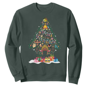 Funny Native American Christmas Tree Medicine Wheel Sweatshirt TS11 Dark Forest Green Print Your Wear