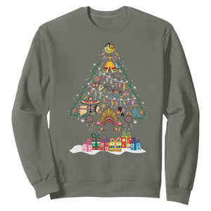 Funny Native American Christmas Tree Medicine Wheel Sweatshirt TS11 Military Green Print Your Wear