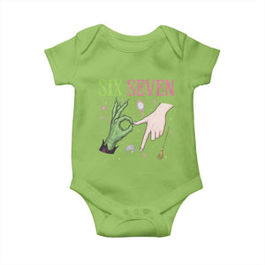 Funny Six Seven Witch Pink And Green Broomstick Magic Wand Baby Onesie TS11 Lime Print Your Wear