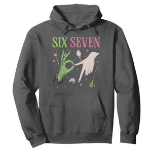 Funny Six Seven Witch Pink And Green Broomstick Magic Wand Hoodie TS11 Dark Heather Print Your Wear
