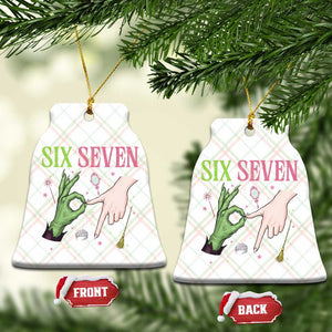 Funny Six Seven Witch Pink And Green Broomstick Magic Wand Ceramic Ornament - Print Your Wear