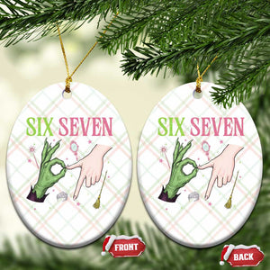Funny Six Seven Witch Pink And Green Broomstick Magic Wand Ceramic Ornament - Print Your Wear