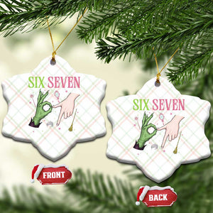 Funny Six Seven Witch Pink And Green Broomstick Magic Wand Ceramic Ornament - Print Your Wear