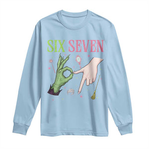 Funny Six Seven Witch Pink And Green Broomstick Magic Wand Long Sleeve Shirt TS11 Light Blue Print Your Wear