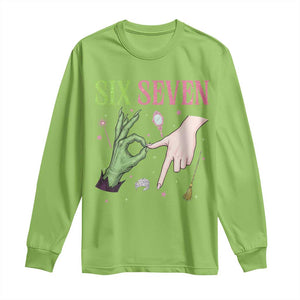 Funny Six Seven Witch Pink And Green Broomstick Magic Wand Long Sleeve Shirt TS11 Lime Print Your Wear