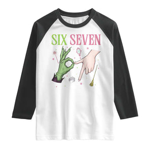 Funny Six Seven Witch Pink And Green Broomstick Magic Wand Raglan Shirt TS11 White Black Print Your Wear
