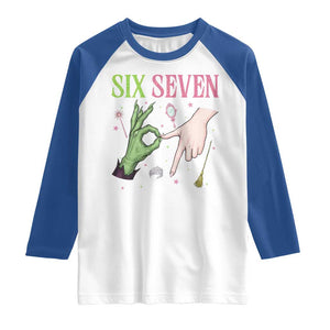 Funny Six Seven Witch Pink And Green Broomstick Magic Wand Raglan Shirt TS11 White Royal Print Your Wear