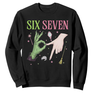 Funny Six Seven Witch Pink And Green Broomstick Magic Wand Sweatshirt TS11 Black Print Your Wear