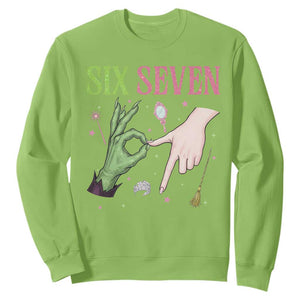 Funny Six Seven Witch Pink And Green Broomstick Magic Wand Sweatshirt TS11 Lime Print Your Wear