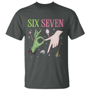 Funny Six Seven Witch Pink And Green Broomstick Magic Wand T Shirt TS11 Dark Heather Print Your Wear