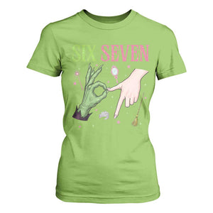 Funny Six Seven Witch Pink And Green Broomstick Magic Wand T Shirt For Women TS11 Lime Print Your Wear