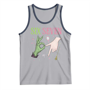 Funny Six Seven Witch Pink And Green Broomstick Magic Wand Tank Top TS11 Athletic Heather Navy Print Your Wear