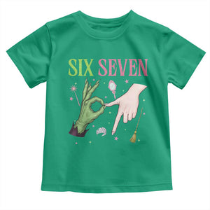 Funny Six Seven Witch Pink And Green Broomstick Magic Wand Toddler T Shirt TS11 Irish Green Print Your Wear