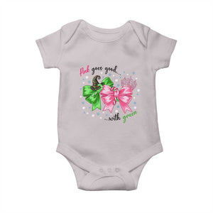 Funny Christmas Witch Pink Goes Good With Green Baby Onesie TS11 Ice Gray Print Your Wear