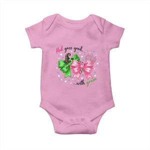 Funny Christmas Witch Pink Goes Good With Green Baby Onesie TS11 Light Pink Print Your Wear