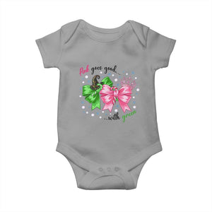 Funny Christmas Witch Pink Goes Good With Green Baby Onesie TS11 Sport Gray Print Your Wear