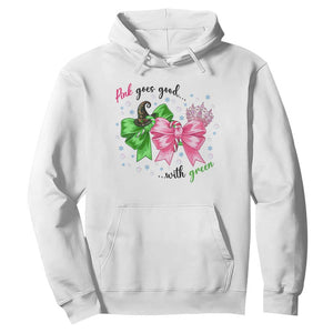 Funny Christmas Witch Pink Goes Good With Green Hoodie TS11 White Print Your Wear