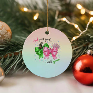 Funny Christmas Witch Pink Goes Good With Green Ceramic Ornament - Print Your Wear