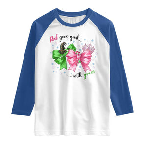 Funny Christmas Witch Pink Goes Good With Green Raglan Shirt TS11 White Royal Print Your Wear