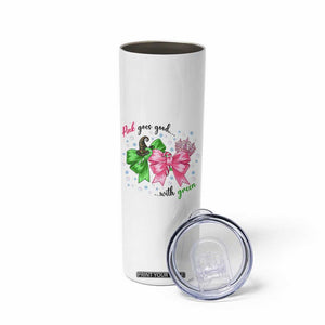 Funny Christmas Witch Pink Goes Good With Green Skinny Tumbler TS11 Print Your Wear