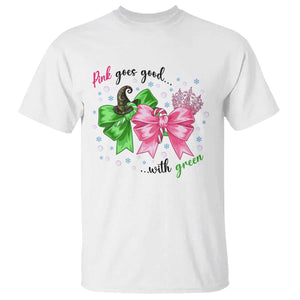 Funny Christmas Witch Pink Goes Good With Green T Shirt TS11 White Print Your Wear