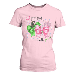 Funny Christmas Witch Pink Goes Good With Green T Shirt For Women TS11 Light Pink Print Your Wear