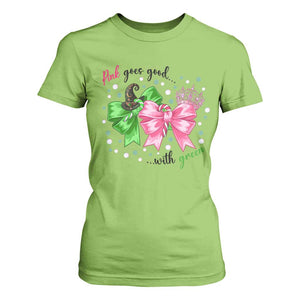 Funny Christmas Witch Pink Goes Good With Green T Shirt For Women TS11 Lime Print Your Wear