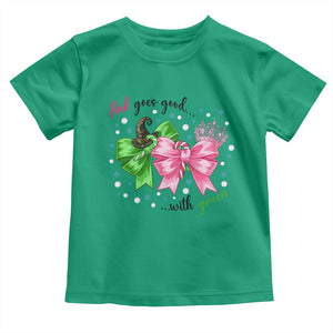 Funny Christmas Witch Pink Goes Good With Green Toddler T Shirt TS11 Irish Green Print Your Wear