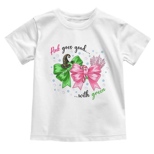 Funny Christmas Witch Pink Goes Good With Green Toddler T Shirt TS11 White Print Your Wear