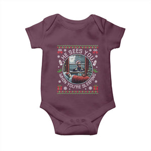 Funny Christmas Diddy Baby Onesie He Sees You When You Are Sleeping Baby Oil Ugly Xmas TS11 Maroon Print Your Wear