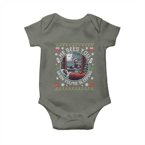 Funny Christmas Diddy Baby Onesie He Sees You When You Are Sleeping Baby Oil Ugly Xmas TS11 Military Green Print Your Wear