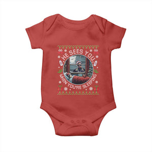 Funny Christmas Diddy Baby Onesie He Sees You When You Are Sleeping Baby Oil Ugly Xmas TS11 Red Print Your Wear