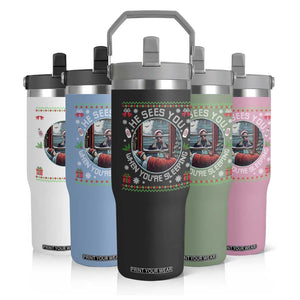 Funny Christmas Diddy Flip Straw Tumbler He Sees You When You Are Sleeping Baby Oil Ugly Xmas TS11 Print Your Wear