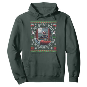 Funny Christmas Diddy Hoodie He Sees You When You Are Sleeping Baby Oil Ugly Xmas TS11 Dark Forest Green Print Your Wear