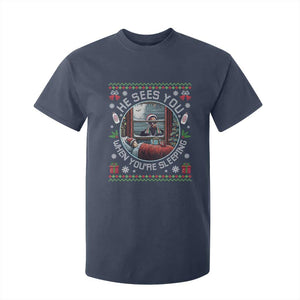 Funny Christmas Diddy T Shirt For Kid He Sees You When You Are Sleeping Baby Oil Ugly Xmas TS11 Navy Print Your Wear