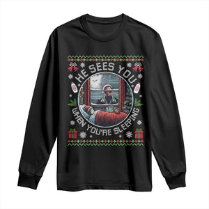 Funny Christmas Diddy Long Sleeve Shirt He Sees You When You Are Sleeping Baby Oil Ugly Xmas TS11 Black Print Your Wear