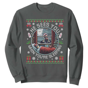 Funny Christmas Diddy Sweatshirt He Sees You When You Are Sleeping Baby Oil Ugly Xmas TS11 Dark Heather Print Your Wear