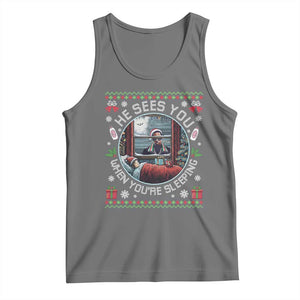 Funny Christmas Diddy Tank Top He Sees You When You Are Sleeping Baby Oil Ugly Xmas TS11 Black Heather Print Your Wear