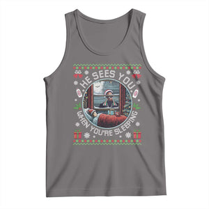 Funny Christmas Diddy Tank Top He Sees You When You Are Sleeping Baby Oil Ugly Xmas TS11 Deep Heather Print Your Wear
