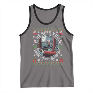 Funny Christmas Diddy Tank Top He Sees You When You Are Sleeping Baby Oil Ugly Xmas TS11 Deep Heather Black Print Your Wear