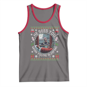 Funny Christmas Diddy Tank Top He Sees You When You Are Sleeping Baby Oil Ugly Xmas TS11 Deep Heather Red Print Your Wear