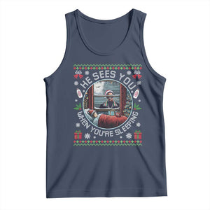 Funny Christmas Diddy Tank Top He Sees You When You Are Sleeping Baby Oil Ugly Xmas TS11 Navy Print Your Wear